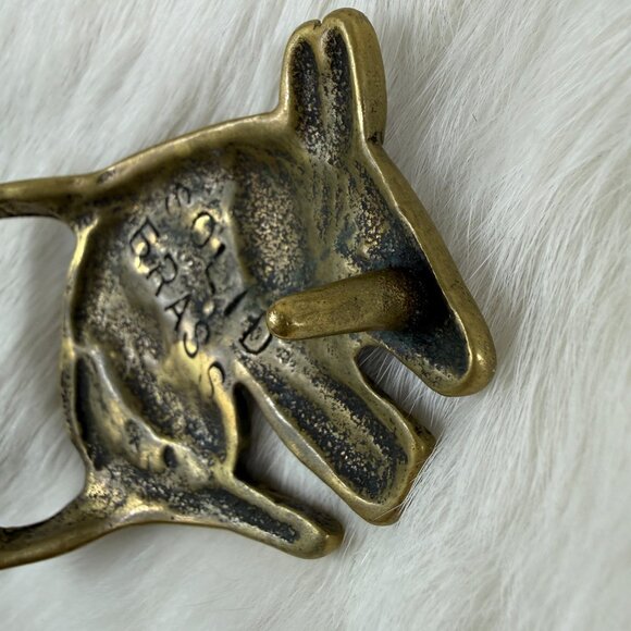 Vintage 70s Armadillo Belt Buckle Solid Brass Hippie Western Trinity - Picture 7 of 7